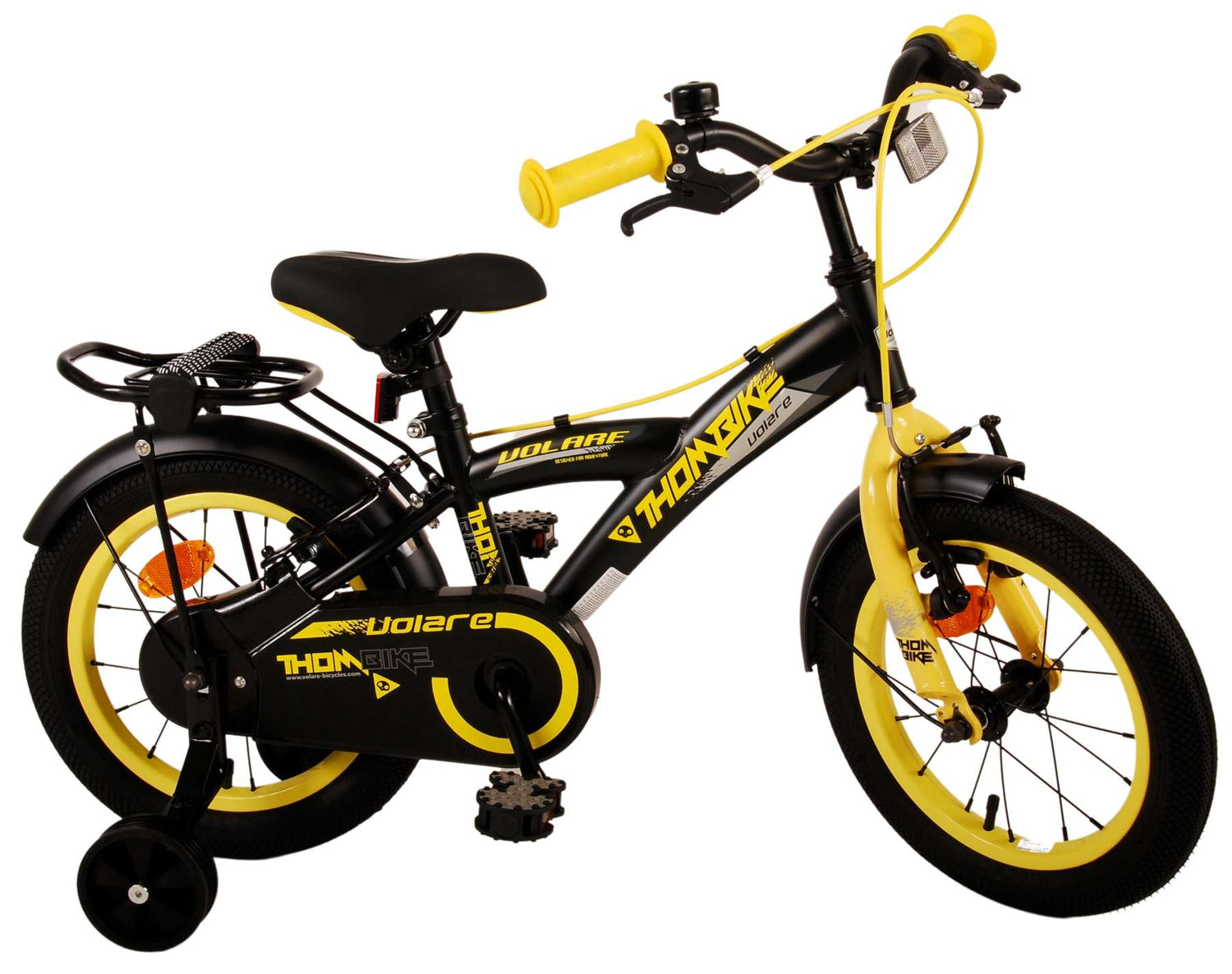 Volare Thombike Kinderfahrrad - Jungen - 14 Zoll - Schwarz Gelb - Zweihandbremsen