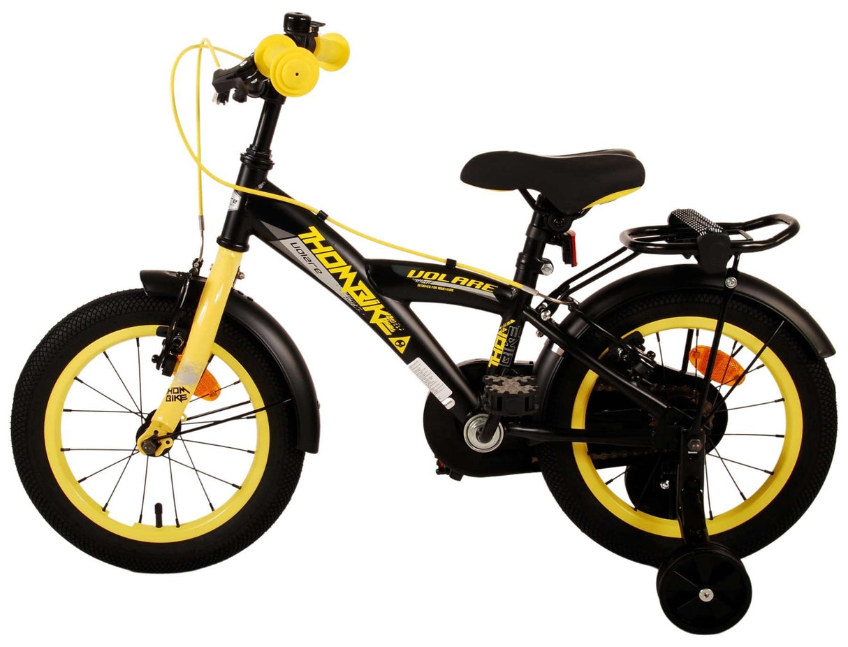 Volare Thombike Kinderfahrrad - Jungen - 14 Zoll - Schwarz Gelb - Zweihandbremsen