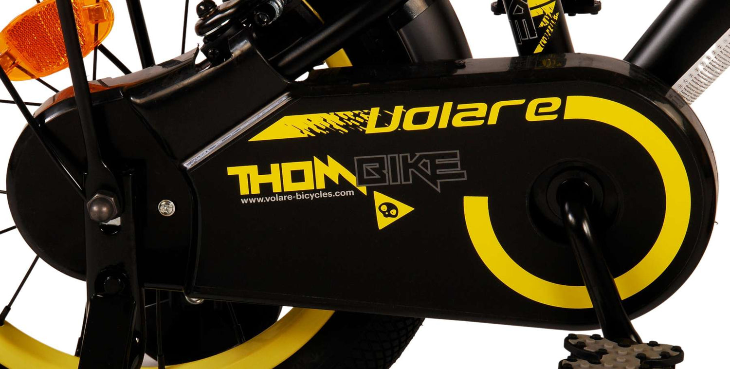 Volare Thombike Kinderfahrrad - Jungen - 14 Zoll - Schwarz Gelb - Zweihandbremsen