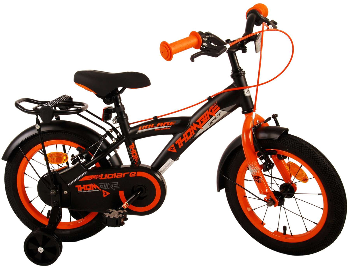 Volare Thombike Kinderfahrrad - Jungen - 14 Zoll - Schwarz Orange - Zweihandbremsen