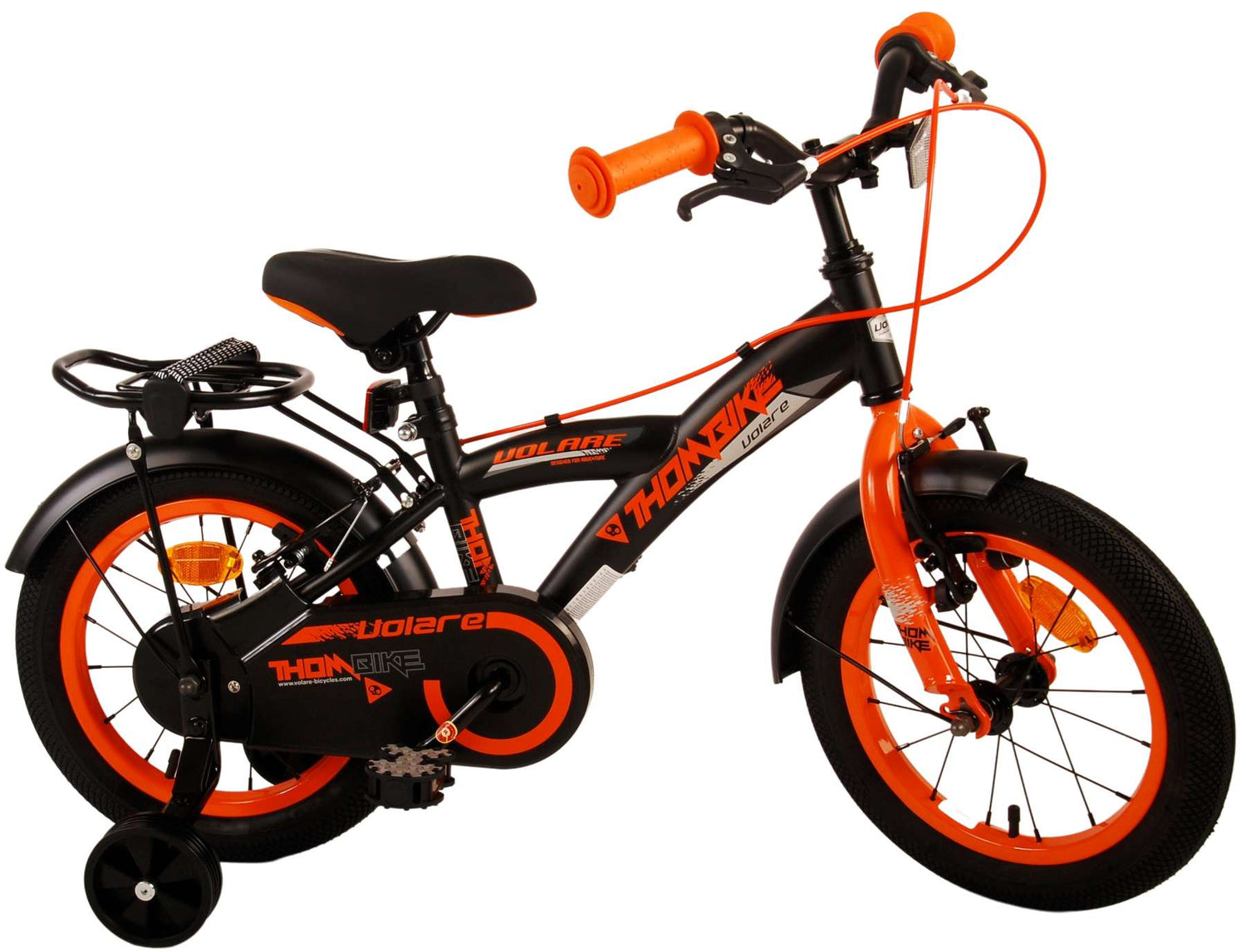 Volare Thombike Kinderfahrrad - Jungen - 14 Zoll - Schwarz Orange - Zweihandbremsen