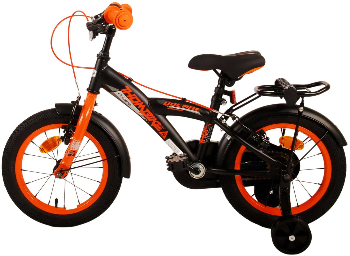 Volare Thombike Kinderfahrrad - Jungen - 14 Zoll - Schwarz Orange - Zweihandbremsen
