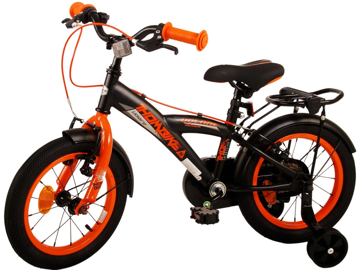 Volare Thombike Kinderfahrrad - Jungen - 14 Zoll - Schwarz Orange - Zweihandbremsen
