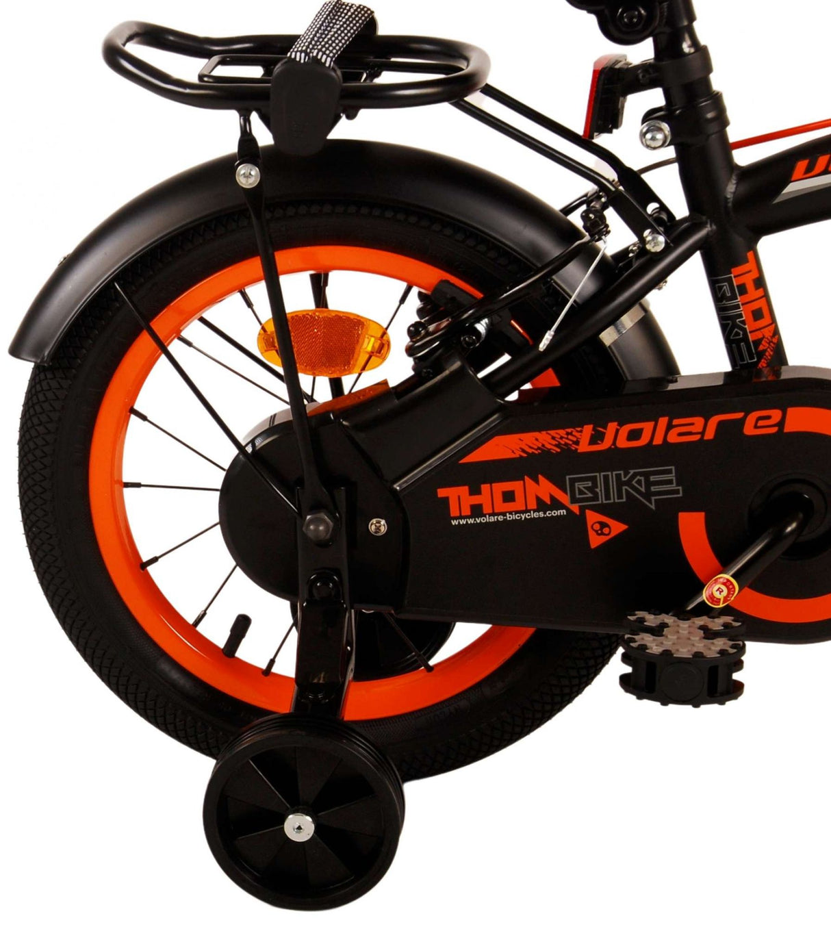 Volare Thombike Kinderfahrrad - Jungen - 14 Zoll - Schwarz Orange - Zweihandbremsen