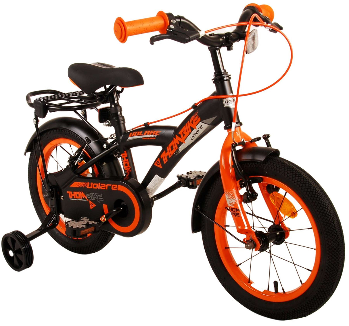Volare Thombike Kinderfahrrad - Jungen - 14 Zoll - Schwarz Orange - Zweihandbremsen