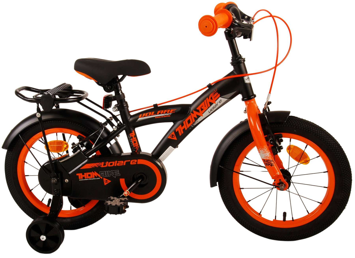 Volare Thombike Kinderfahrrad - Jungen - 14 Zoll - Schwarz Orange - Zweihandbremsen