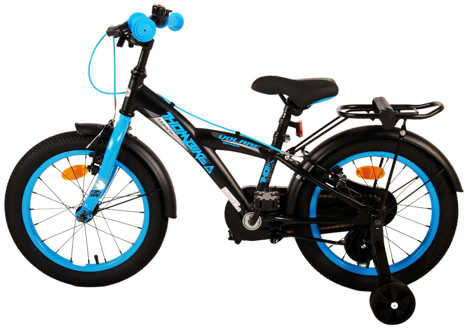 Volare Thombike Kinderfahrrad - Jungen - 16 Zoll - Schwarz Blau - Zweihandbremsen