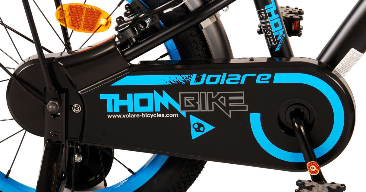 Volare Thombike Kinderfahrrad - Jungen - 16 Zoll - Schwarz Blau - Zweihandbremsen