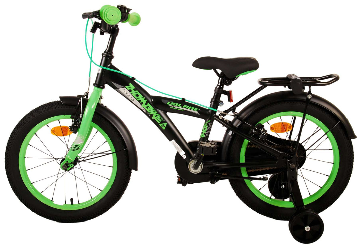 Volare Thombike Kinderfahrrad - Jungen - 16 Zoll - Schwarz Grün - Zweihandbremsen