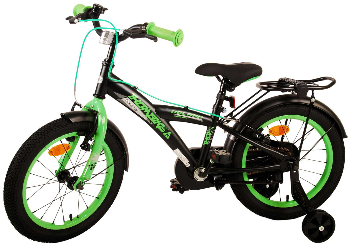 Volare Thombike Kinderfahrrad - Jungen - 16 Zoll - Schwarz Grün - Zweihandbremsen