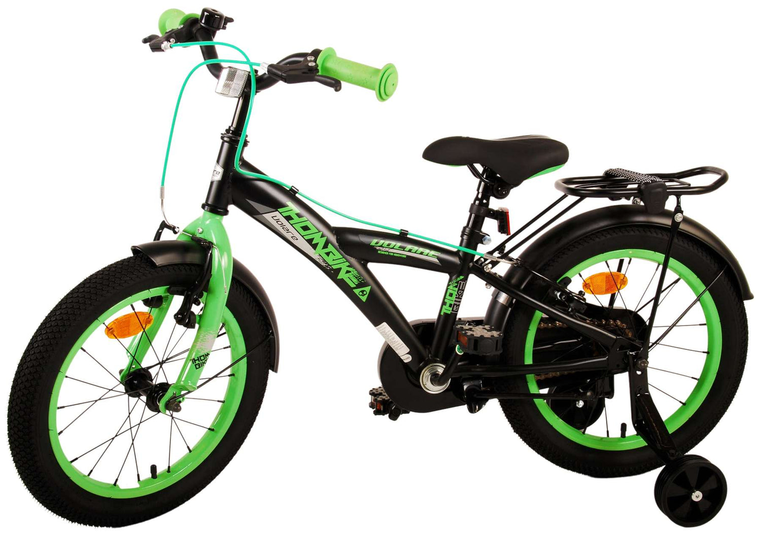 Volare Thombike Kinderfahrrad - Jungen - 16 Zoll - Schwarz Grün - Zweihandbremsen