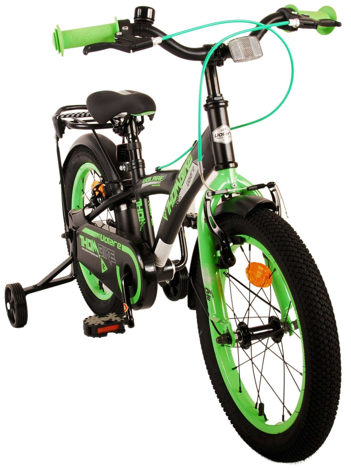 Volare Thombike Kinderfahrrad - Jungen - 16 Zoll - Schwarz Grün - Zweihandbremsen
