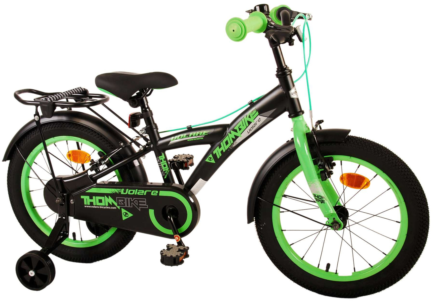 Volare Thombike Kinderfahrrad - Jungen - 16 Zoll - Schwarz Grün - Zweihandbremsen