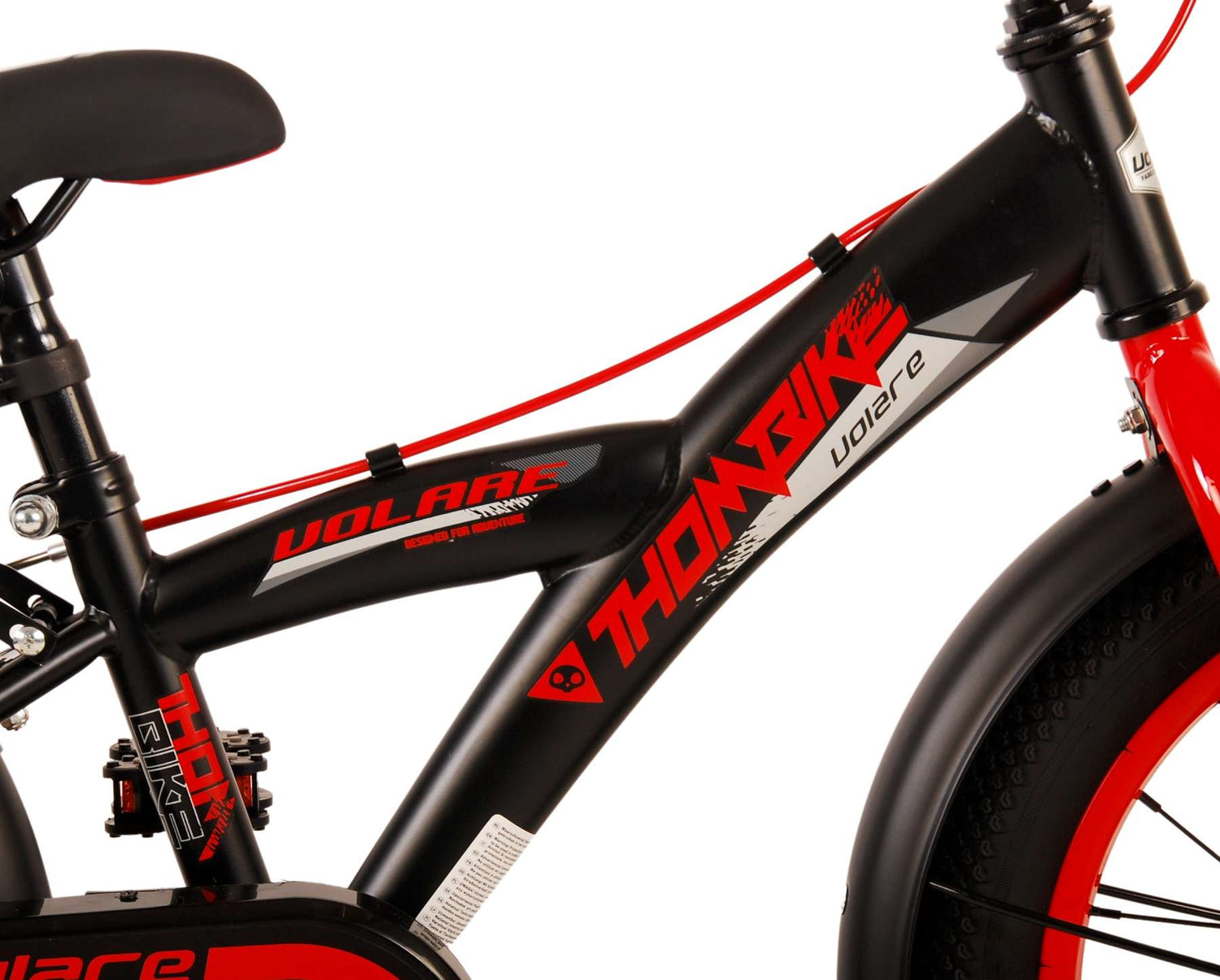 Volare Thombike Kinderfahrrad - Jungen - 16 Zoll - Schwarz Rot - Zweihandbremsen