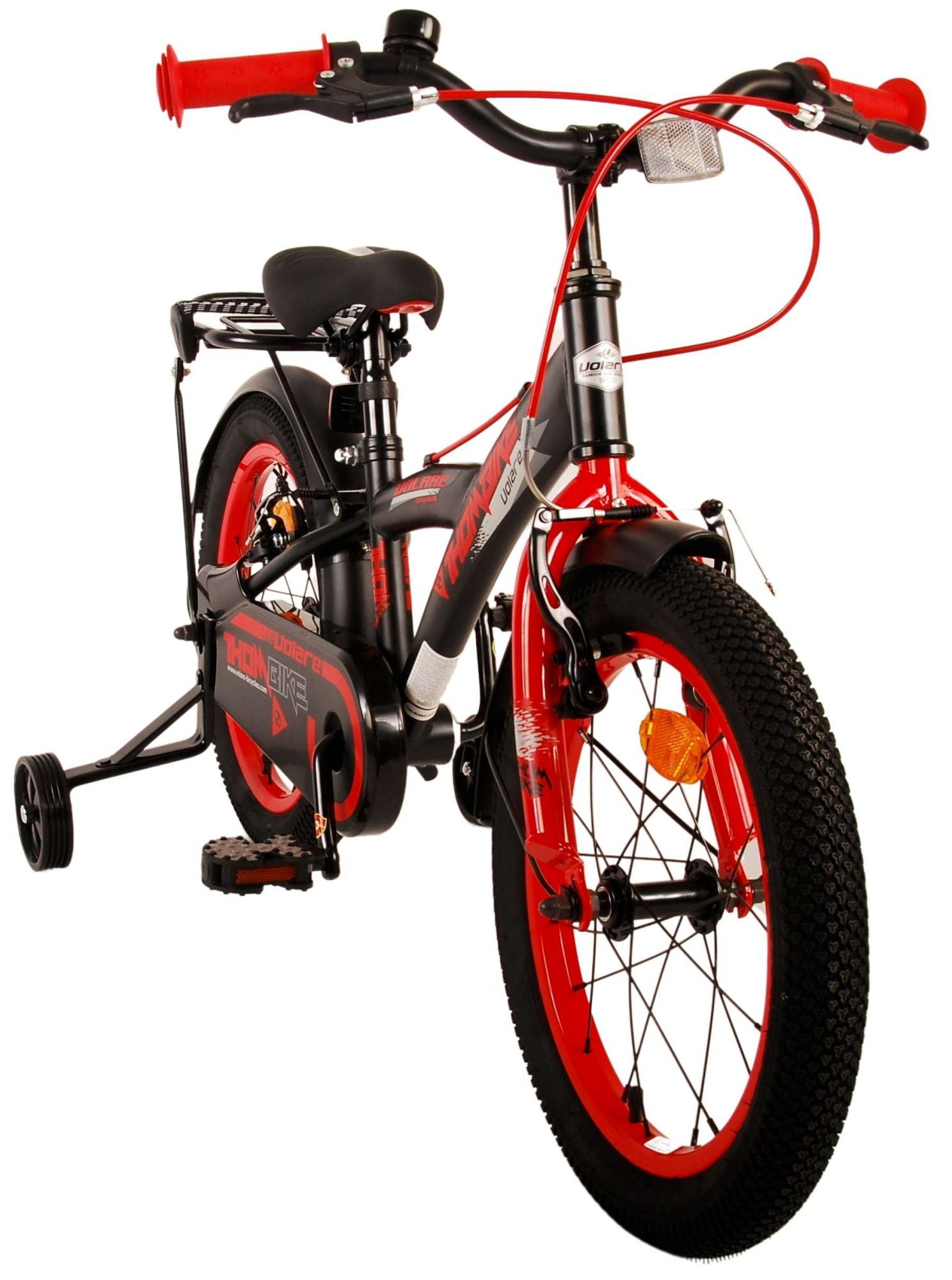 Volare Thombike Kinderfahrrad - Jungen - 16 Zoll - Schwarz Rot - Zweihandbremsen