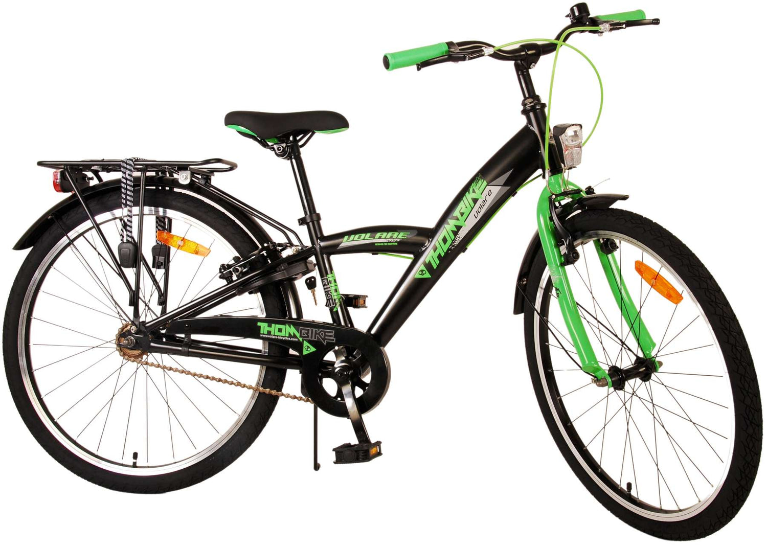 Volare Thombike Kinderfahrrad - Jungen - 24 Zoll - Schwarz Grün - Zweihandbremsen