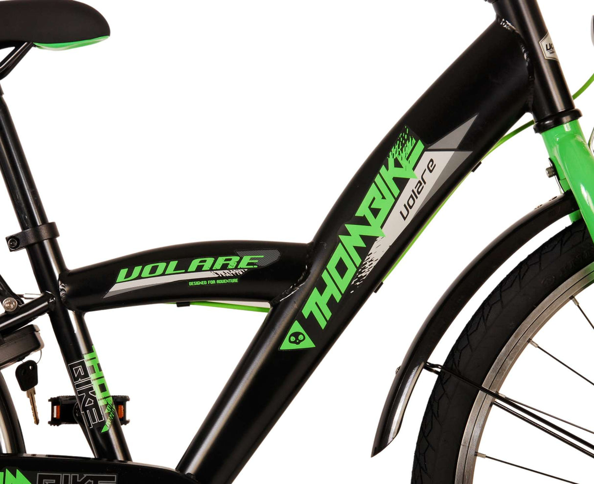 Volare Thombike Kinderfahrrad - Jungen - 24 Zoll - Schwarz Grün - Zweihandbremsen