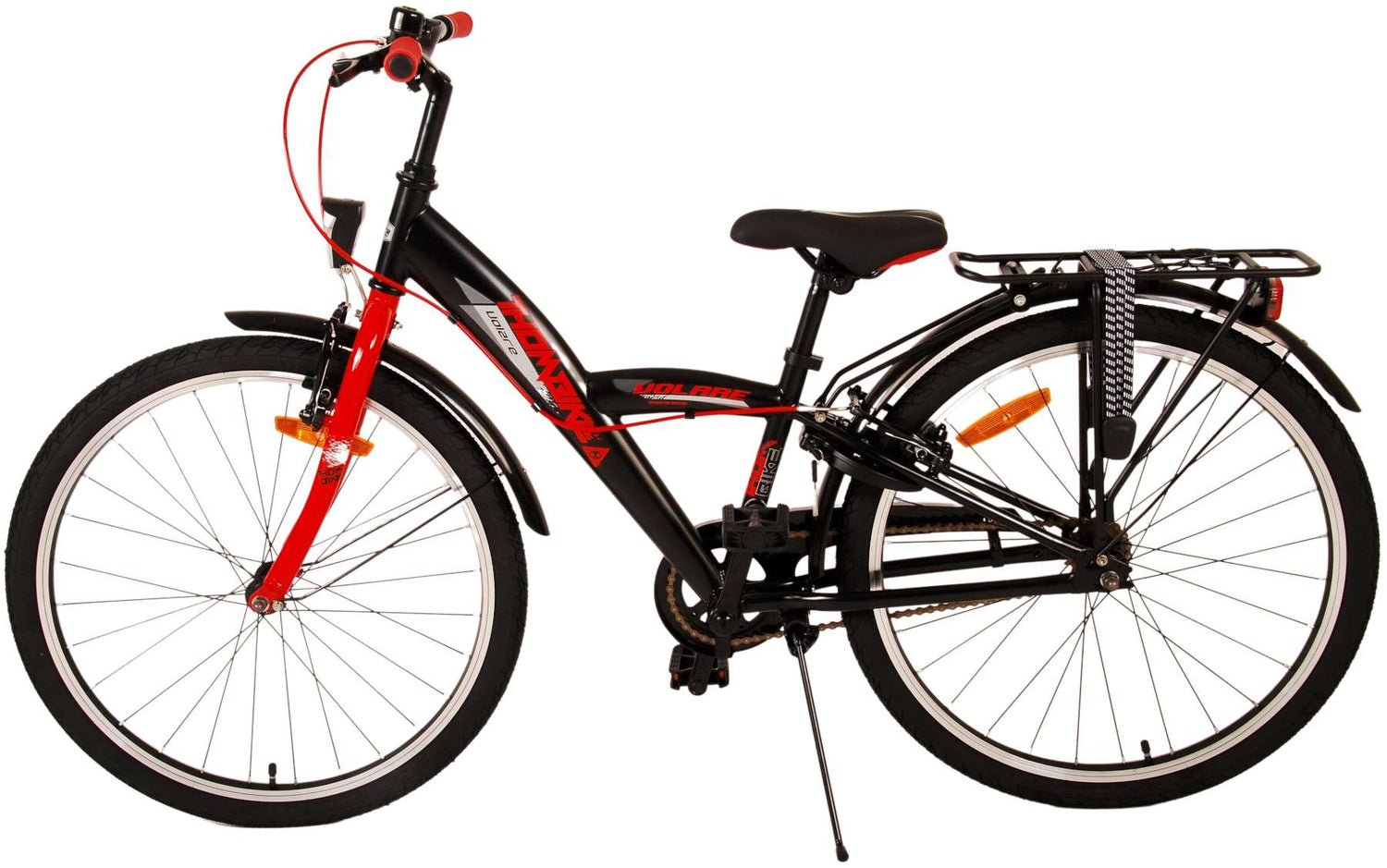 Volare Thombike Kinderfahrrad - Jungen - 24 Zoll - Schwarz Rot - Zweihandbremsen
