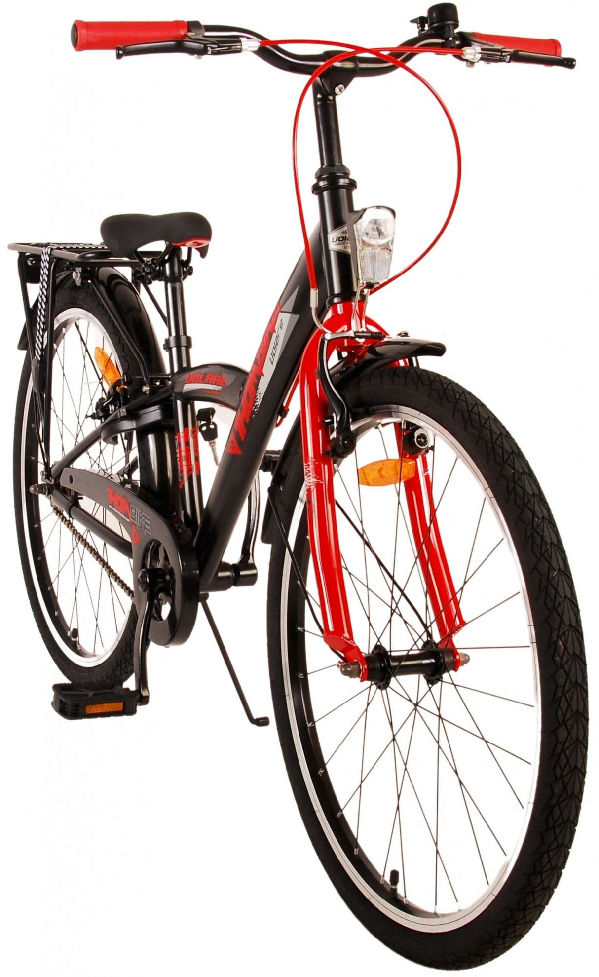 Volare Thombike Kinderfahrrad - Jungen - 24 Zoll - Schwarz Rot - Zweihandbremsen