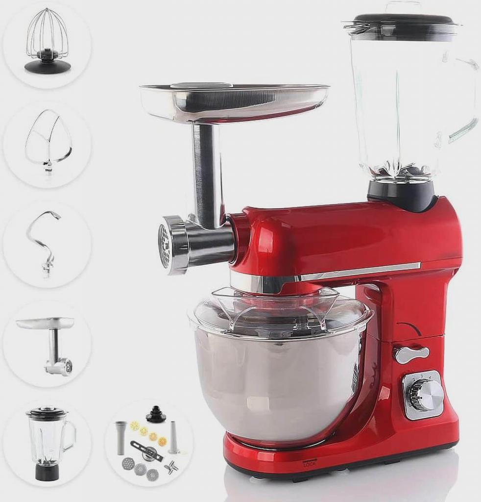 Topmatic PKM-1800.1BG Rot Multifunktion Mixer 1800W Fleischwolf Knetmaschine