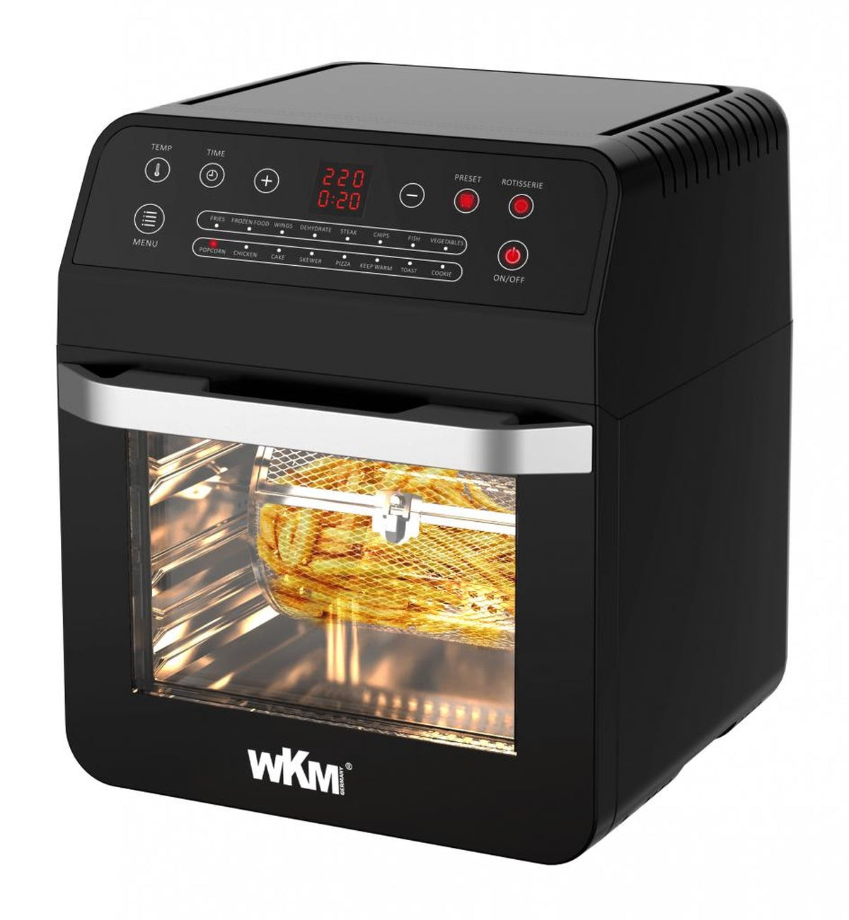 Topmatic XXL Heißluftfritteuse 12L schwarz DAF-1601.12LB 1600W Digitales Touch-Bedienfeld 60M. Timer