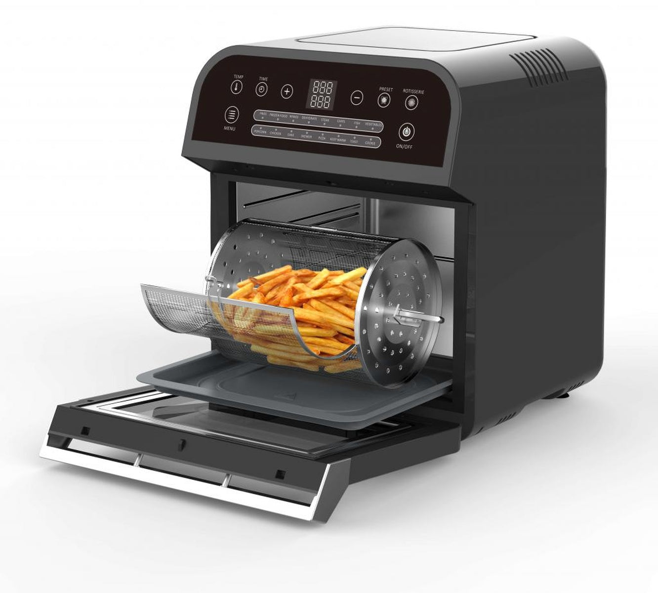 Topmatic XXL Heißluftfritteuse 12L schwarz DAF-1601.12LB 1600W Digitales Touch-Bedienfeld 60M. Timer