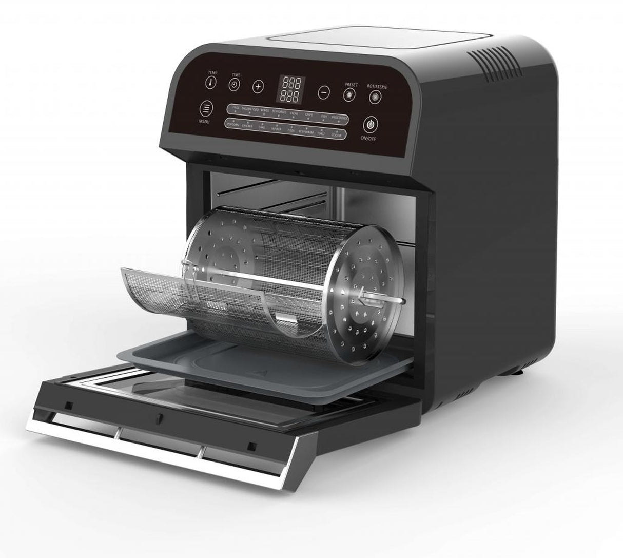 Topmatic XXL Heißluftfritteuse 12L schwarz DAF-1601.12LB 1600W Digitales Touch-Bedienfeld 60M. Timer