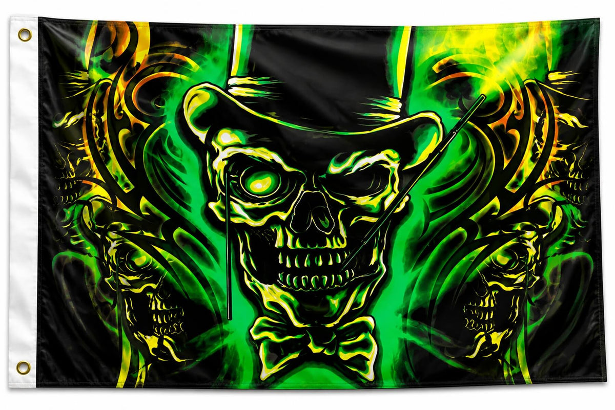 Flagge Totenkopf mit Hut 90x150 cm mit 2 Ösen