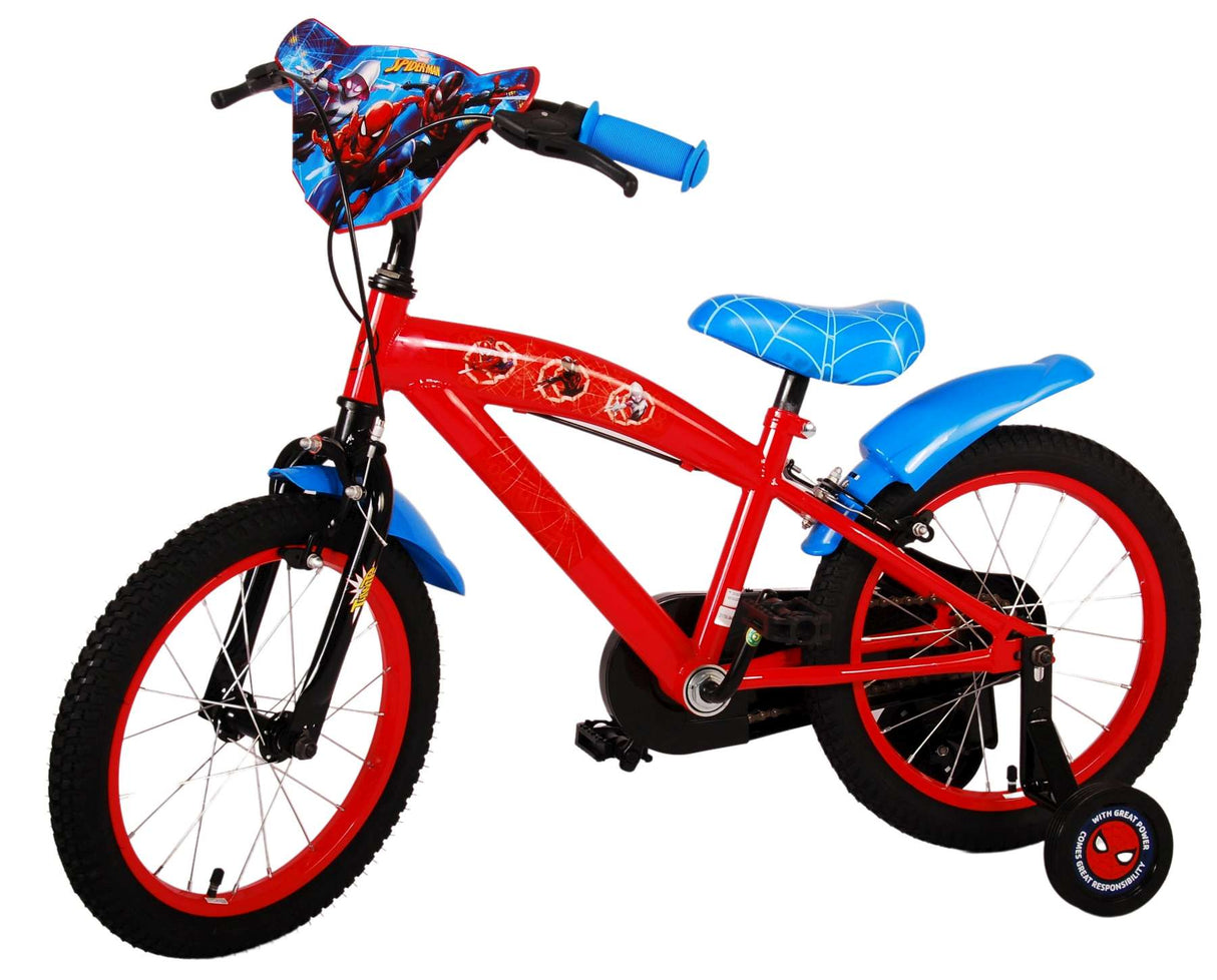 Volare Marvel Spiderman 16 Zoll Kinderfahrrad blau/rot mit zwei Handbremsen - Sicherheit, Komfort und Spaß in einem!