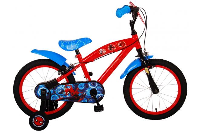 Volare Marvel Spiderman 16 Zoll Kinderfahrrad blau/rot mit zwei Handbremsen - Sicherheit, Komfort und Spaß in einem!