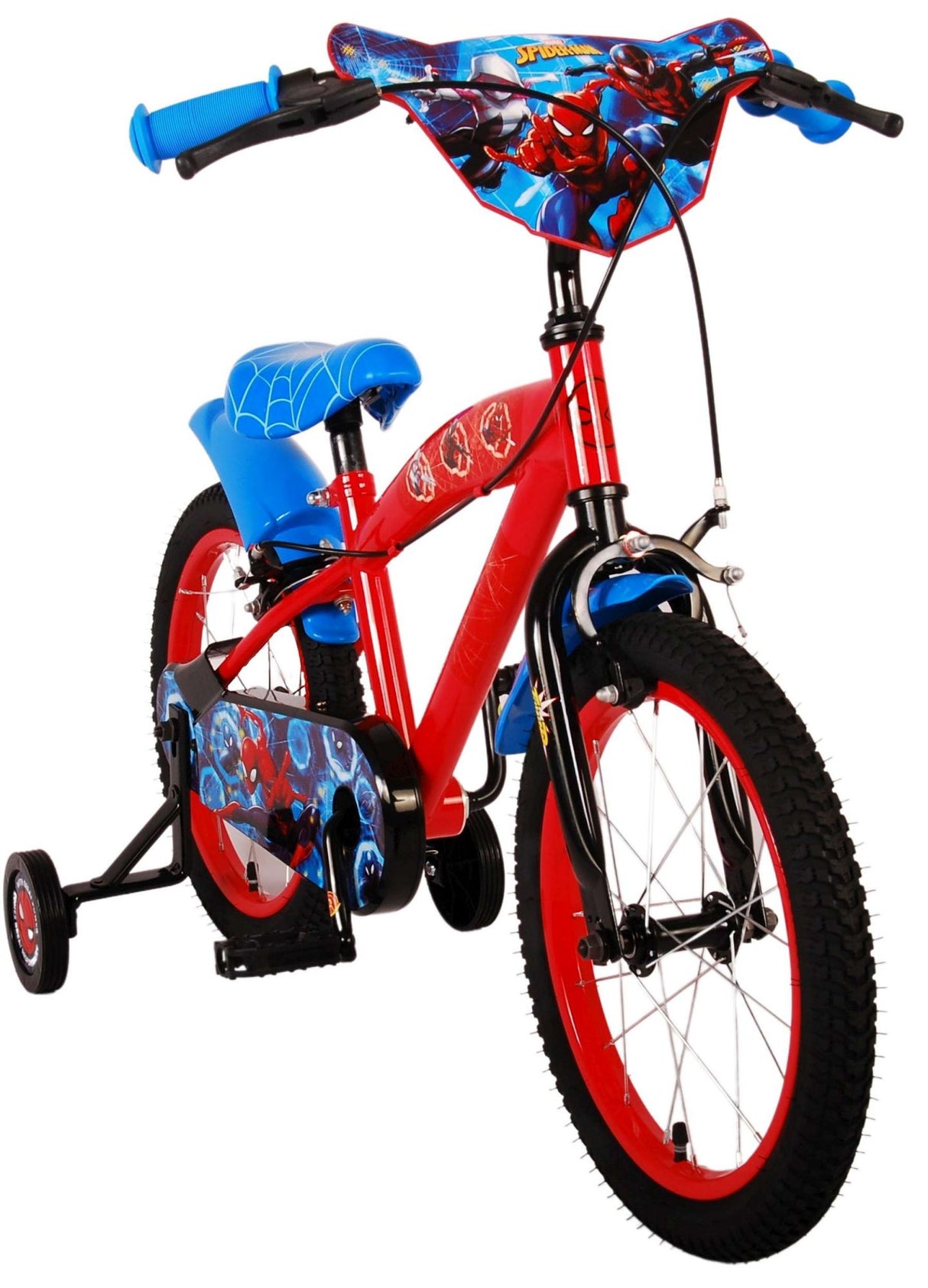 Volare Ultimate Spider-Man Kinderfahrrad - Jungen - 16 Zoll - Blau/Rot - Zwei Handbremsen