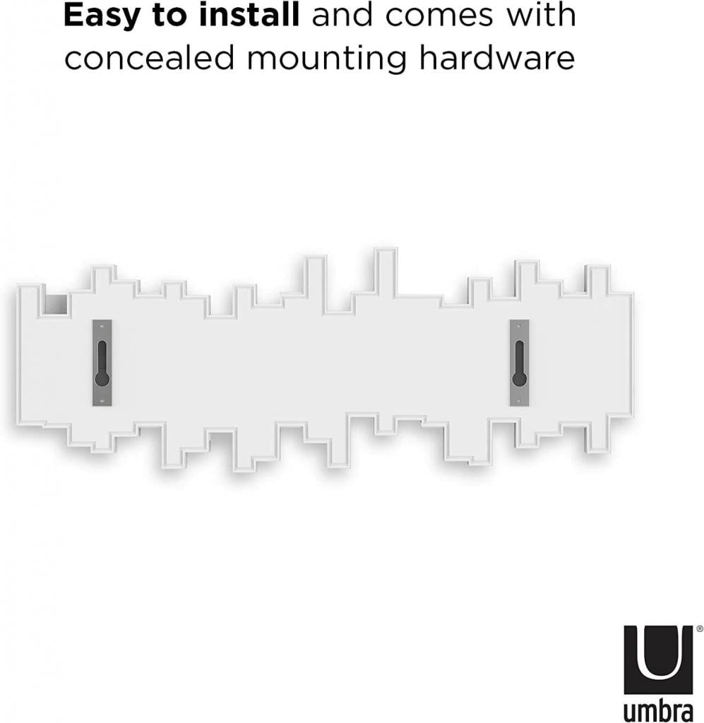 UMBRA STICKS Multi HOOK WHITE 318211-660 platzsparende Garderobenleiste mit 5 beweglichen Haken