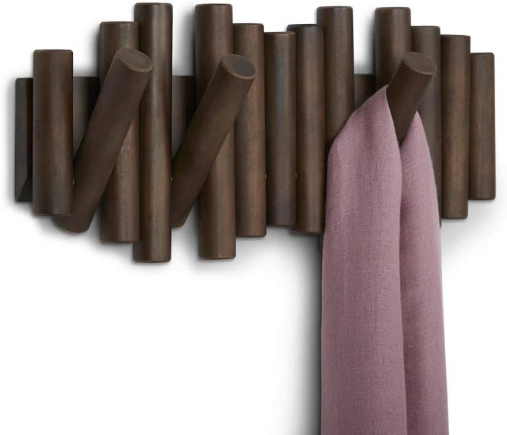 Umbra Picket mit 5 Garderobenhaken 1011471-746 walnussfarben Garderobenleiste