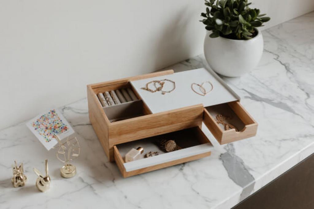 Umbra STOWIT Schmuckkasten 290245-668 in weiß / Holz Design Schmuckbox Etui Aufbewahrung