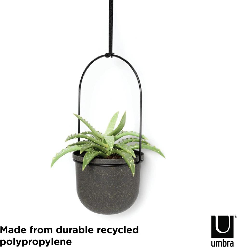 Umbra Triflora BLACK Hängeblumentopf 5er-Set, Wandvase, Blumentopf, Blumenampel für Wand-& Deckenanbringung