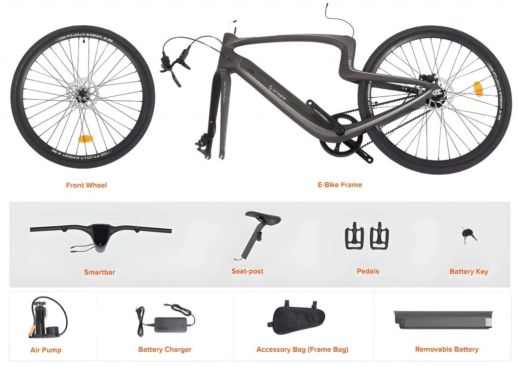 B-WARE - NewUrtopia Smartes Carbon E-Bike Lyra Gr. M 35Nm Blinker Anti Diebstahl Navi App Sprachsteuerung