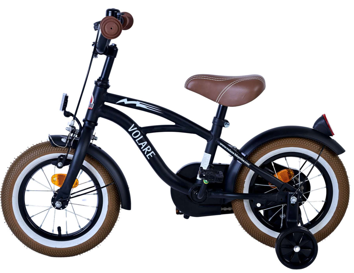Volare Black Cruiser Kinderfahrrad - Jungen - 12 Zoll - Schwarz