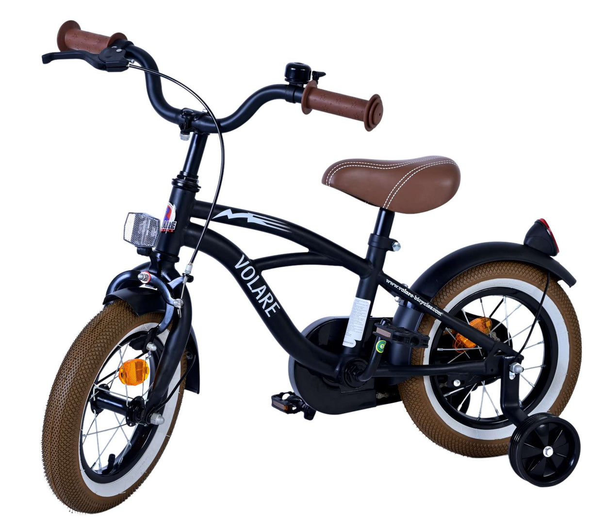 Volare Black Cruiser Kinderfahrrad - Jungen - 12 Zoll - Schwarz