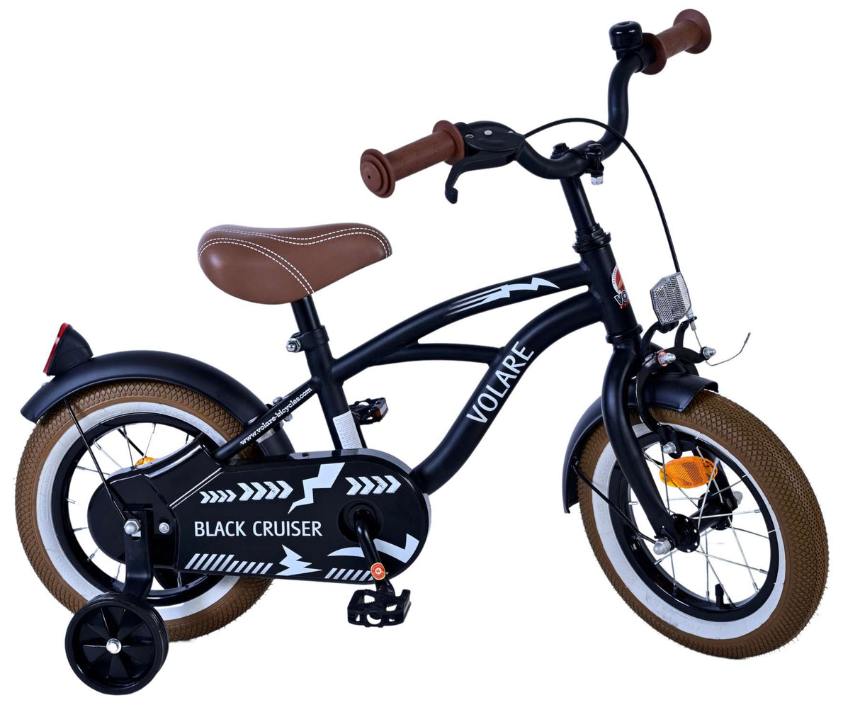 Volare Black Cruiser Kinderfahrrad - Jungen - 12 Zoll - Schwarz