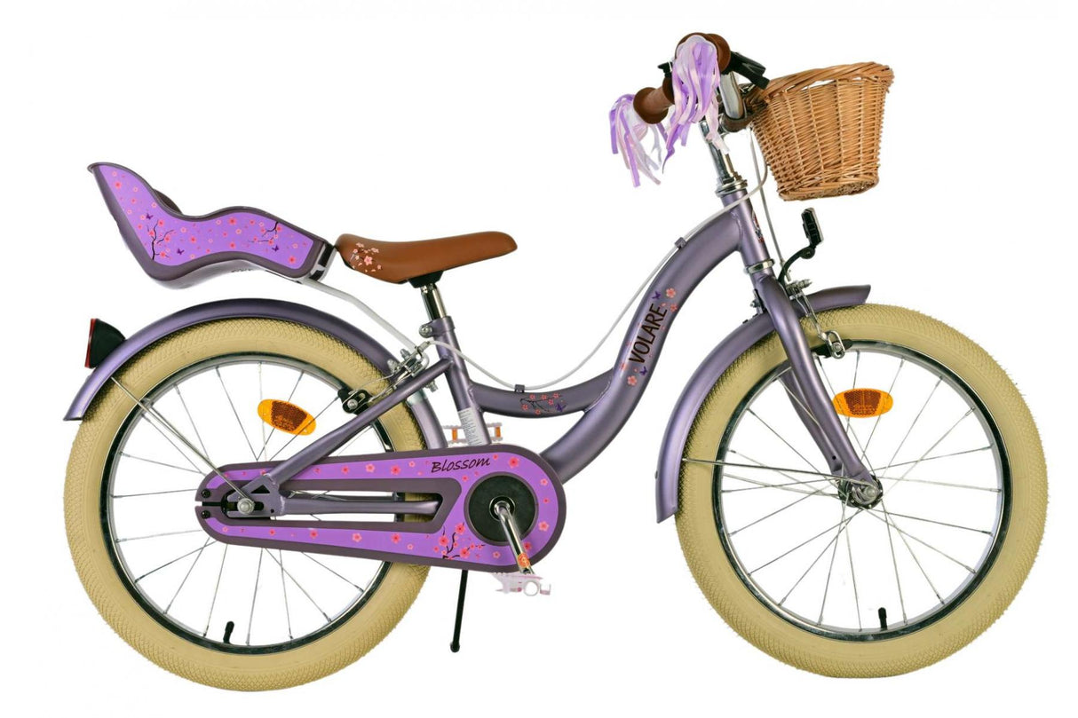 Volare Blossom Kinderfahrrad - Mädchen - 18 Zoll - Lila - Zweihandbremsen