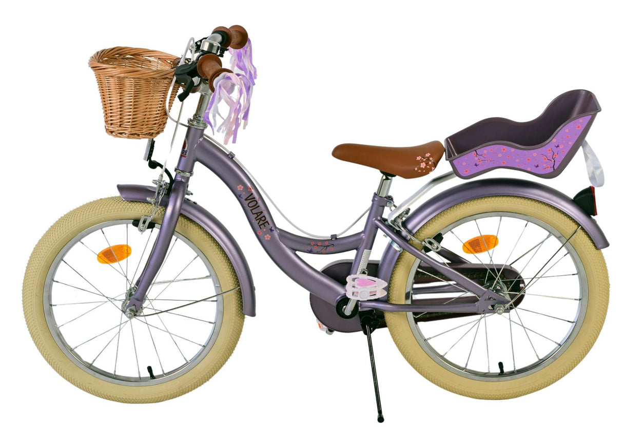 Volare Blossom Kinderfahrrad - Mädchen - 18 Zoll - Lila - Zweihandbremsen