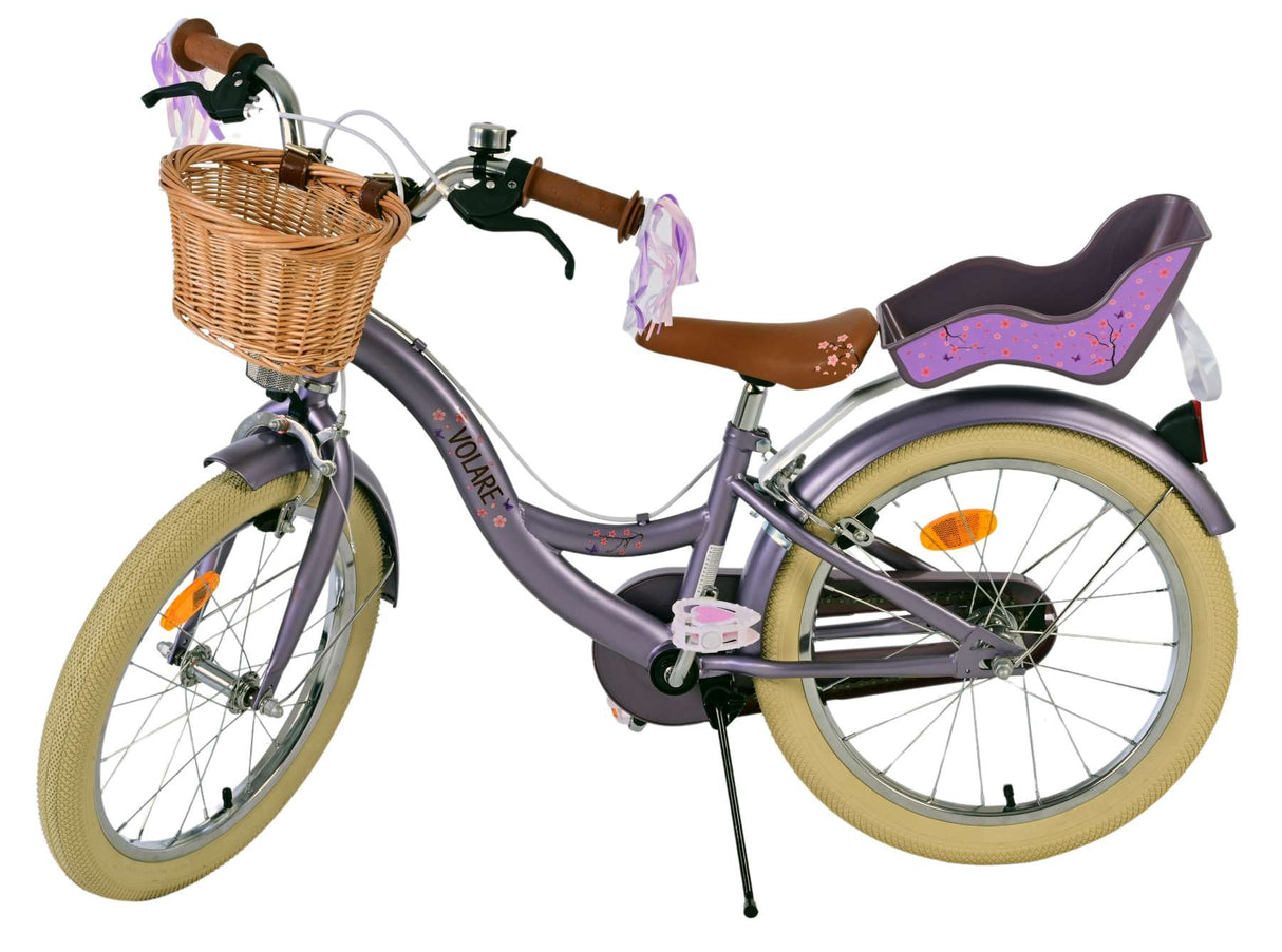 Volare Blossom Kinderfahrrad - Mädchen - 18 Zoll - Lila - Zweihandbremsen