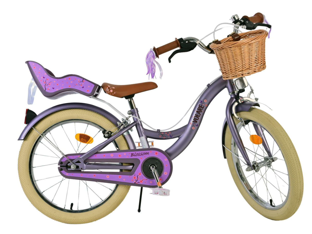 Volare Blossom Kinderfahrrad - Mädchen - 18 Zoll - Lila - Zweihandbremsen
