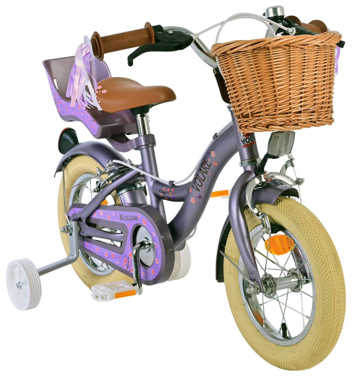 Volare Blossom Kinderfahrrad - Mädchen - 12 Zoll - Lila - Zwei Handbremsen