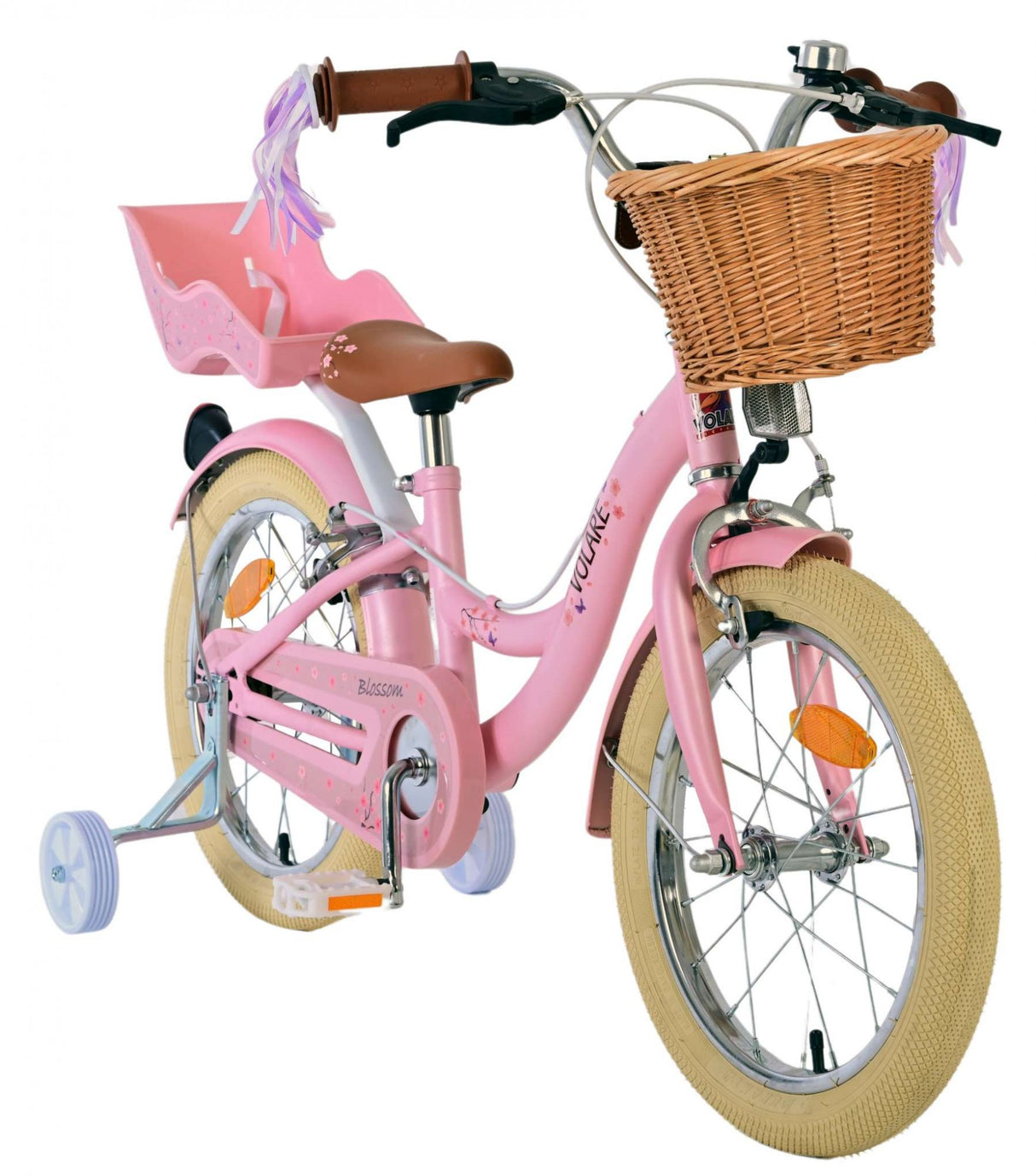 Volare Blossom Kinderfahrrad - Mädchen - 16 Zoll - Rosa - Zweihandbremsen