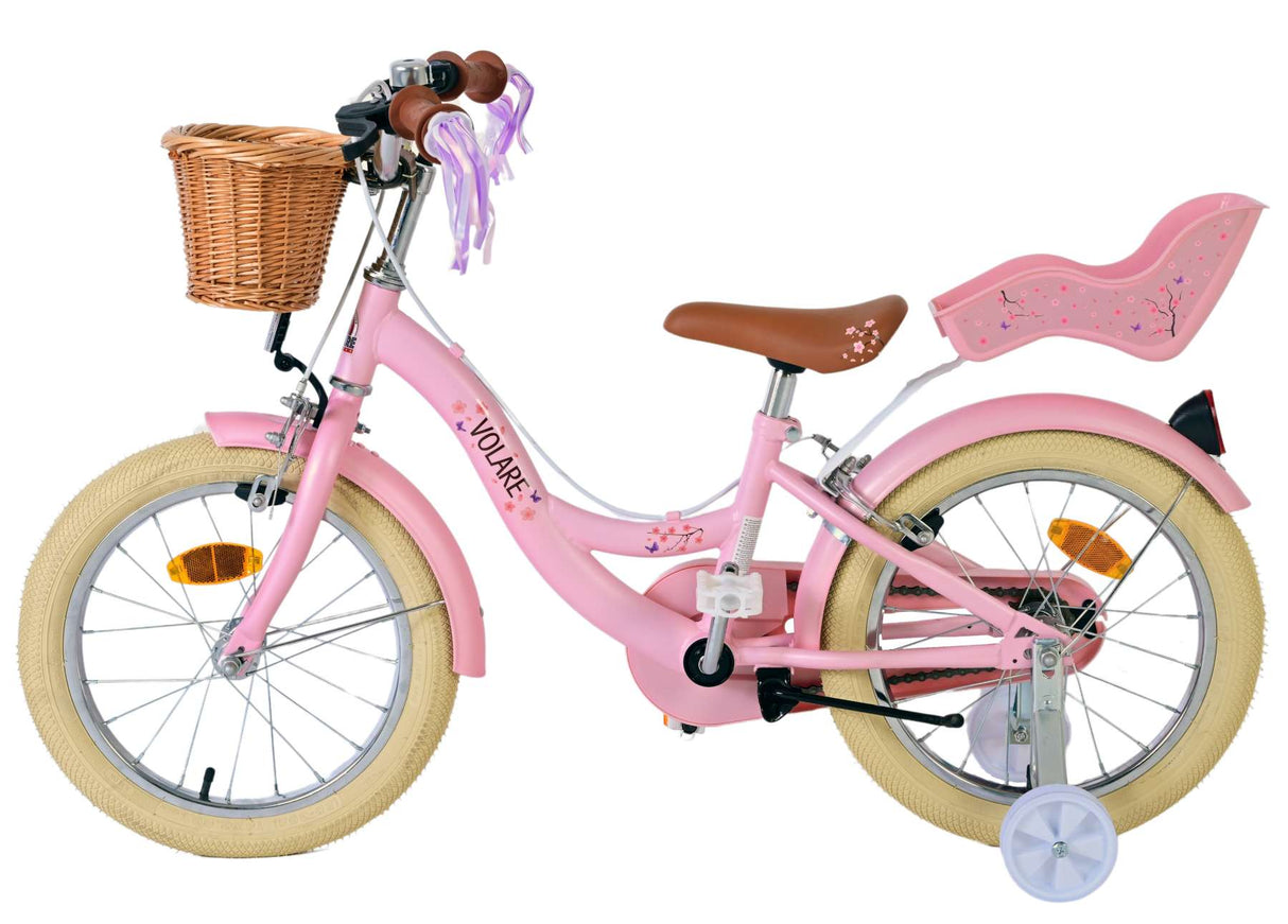 Volare Blossom Kinderfahrrad - Mädchen - 16 Zoll - Rosa - Zweihandbremsen