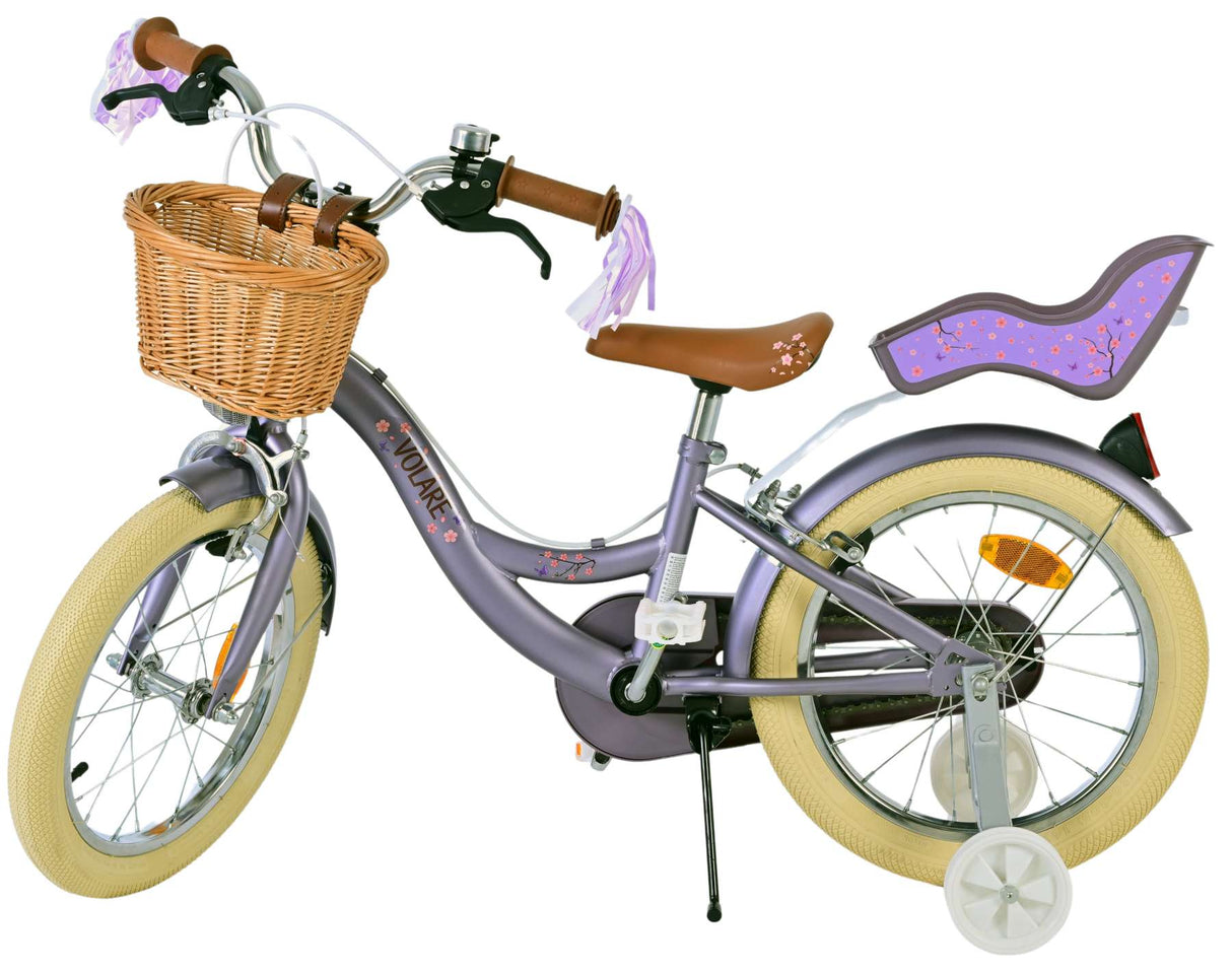 Volare Blossom Kinderfahrrad - Mädchen - 16 Zoll - Lila - Zweihandbremsen
