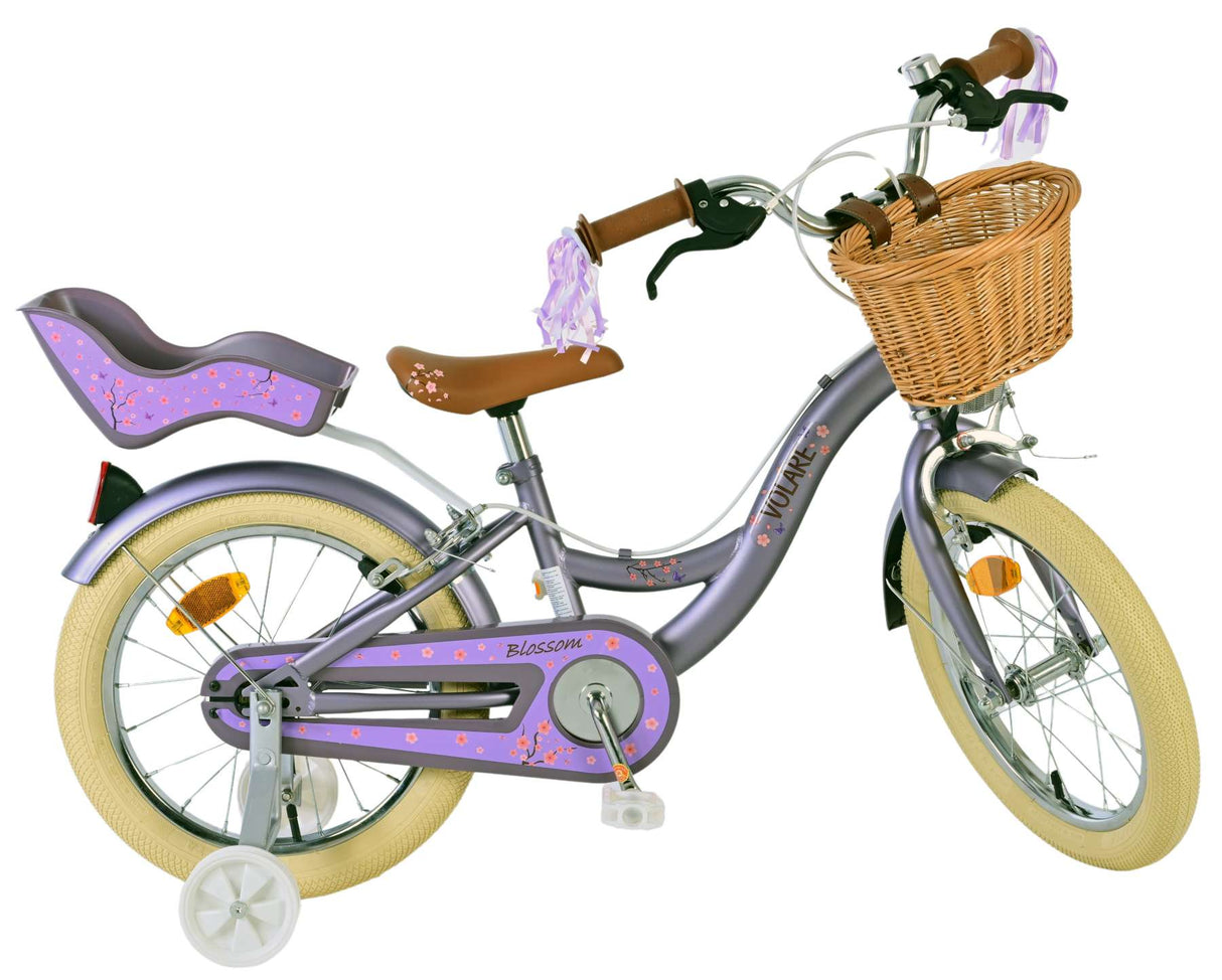 Volare Blossom Kinderfahrrad - Mädchen - 16 Zoll - Lila - Zweihandbremsen