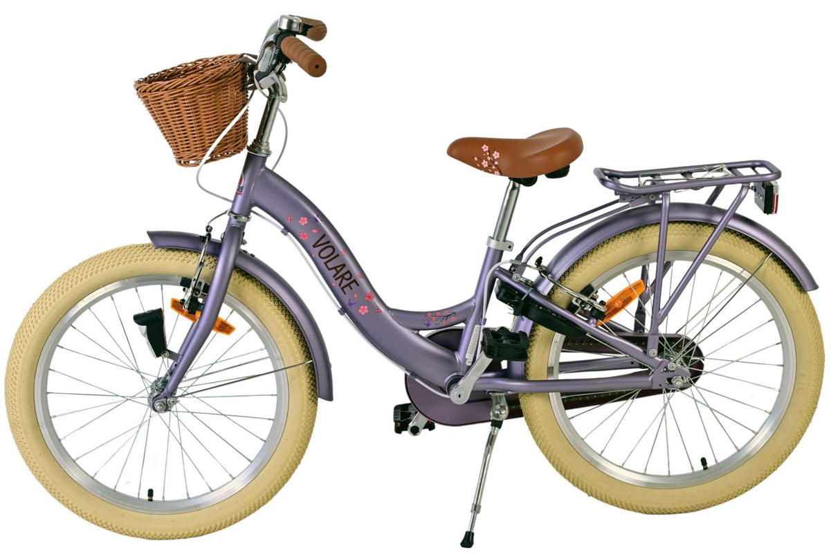 Volare Blossom Kinderfahrrad für Mädchen - 20 Zoll in Lila mit Handbremsen