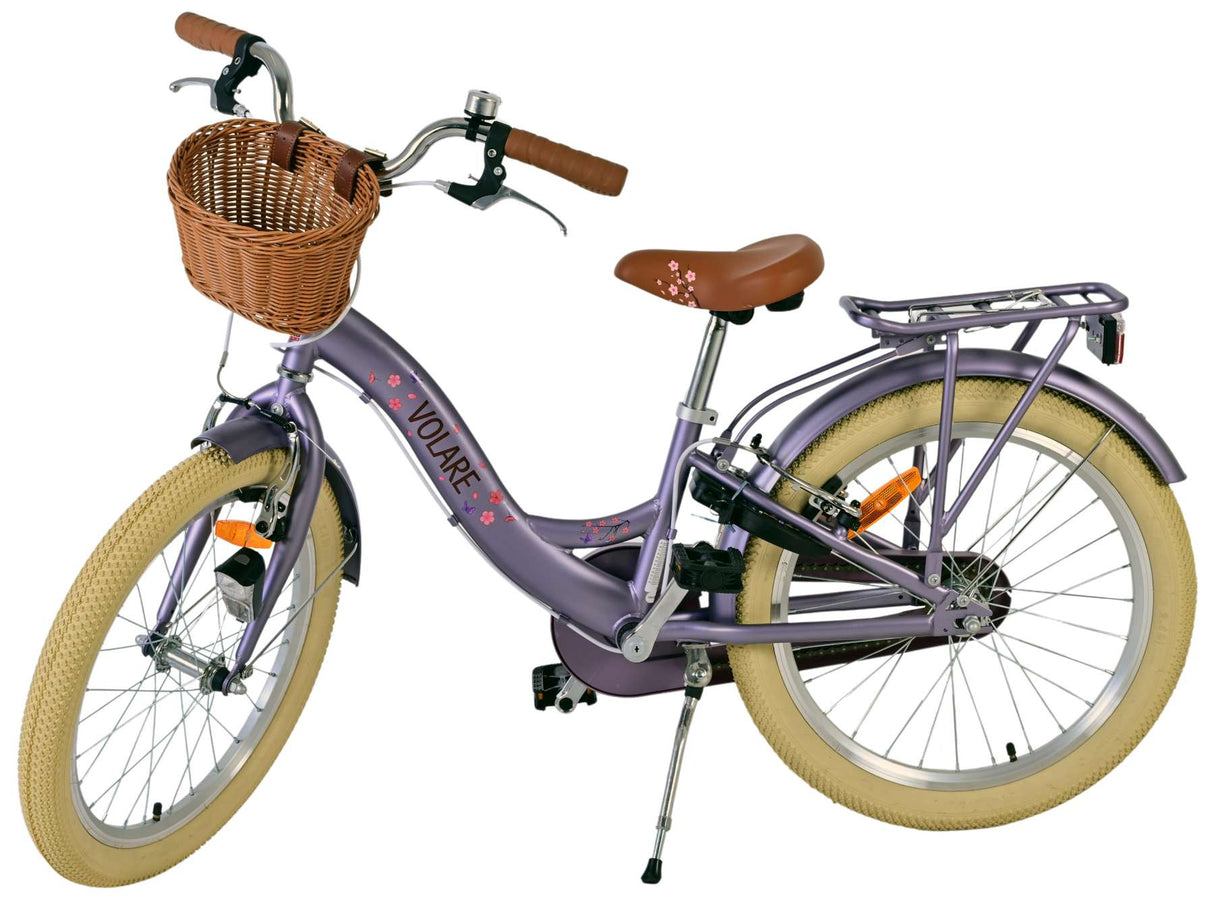Volare Blossom Kinderfahrrad für Mädchen - 20 Zoll in Lila mit Handbremsen